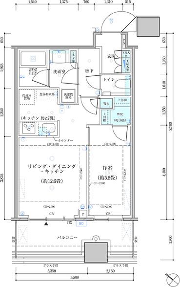 パークタワー勝どきサウス(1LDK/4階)の間取り写真
