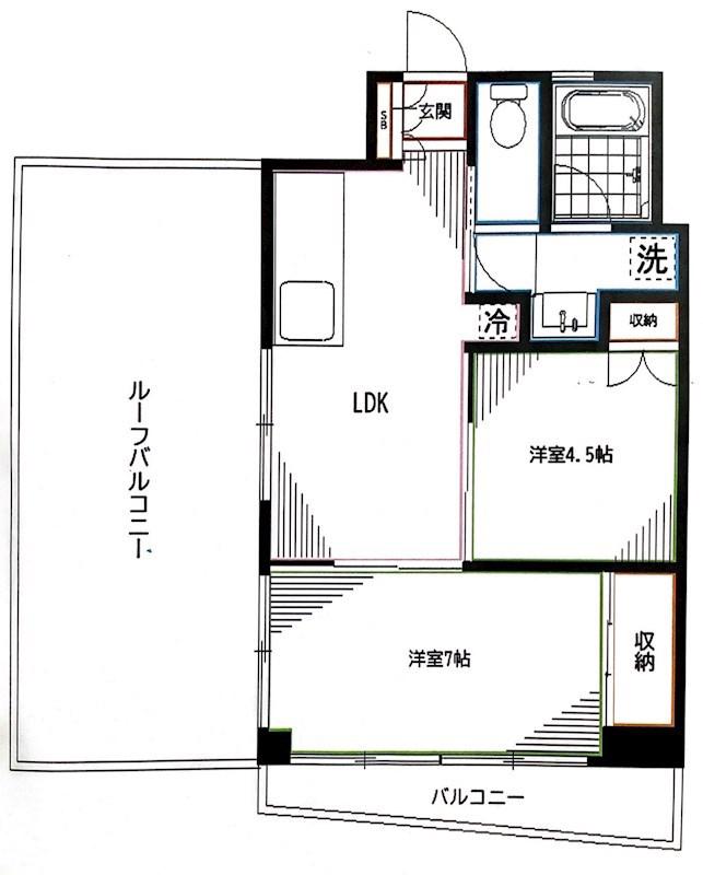 高円寺ビル(2DK/5階)の間取り写真