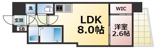 プラ・ディオ新深江(1LDK/8階)の間取り写真