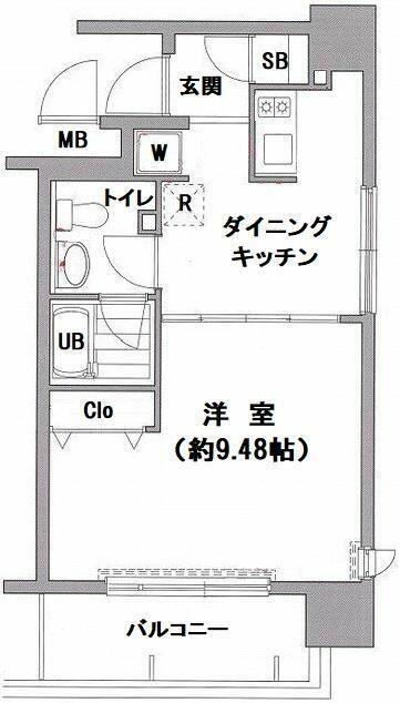 ディム秋葉(1DK/7階)の間取り写真