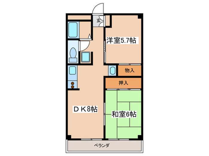 メゾン三田(2DK/3階)の間取り写真
