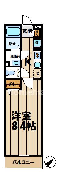 リブリ・大船II(1K/1階)の間取り写真