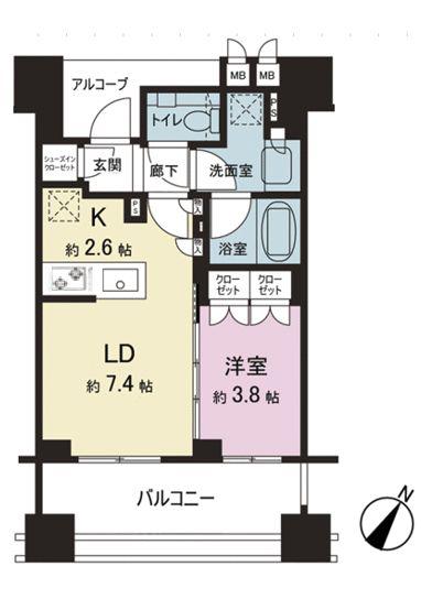 ジオ赤坂丹後町(1LDK/3階)の間取り写真