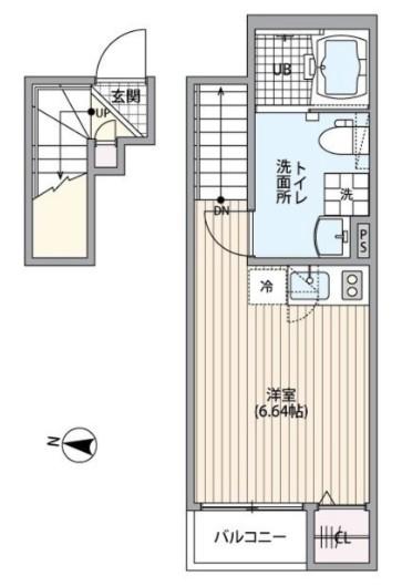 ミハス氷川台(ワンルーム/2階)の間取り写真