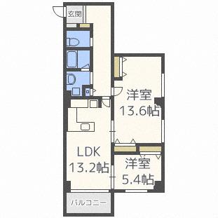 札幌まち家勇(2LDK/3階)の間取り写真