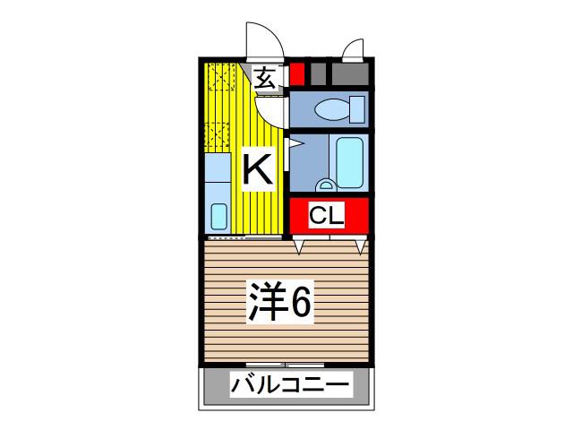 プリムヴェールハイム(1K/4階)の間取り写真