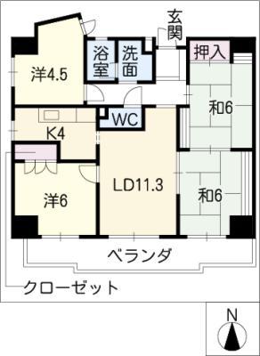丸美ロイヤルマンション中柴(4LDK/10階)の間取り写真