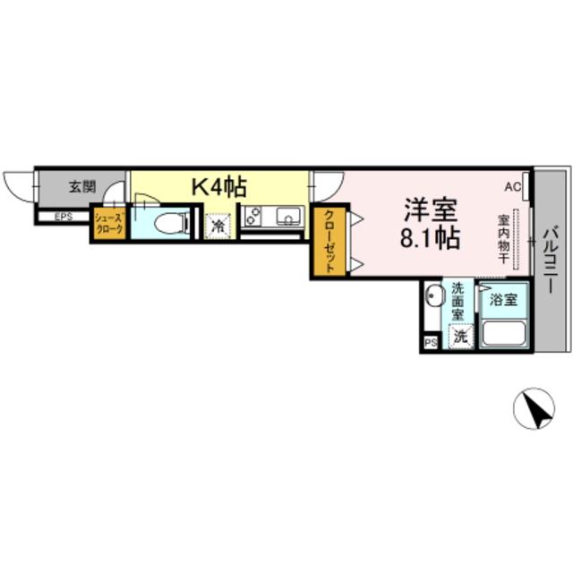 コンフォート新治(1K/2階)の間取り写真