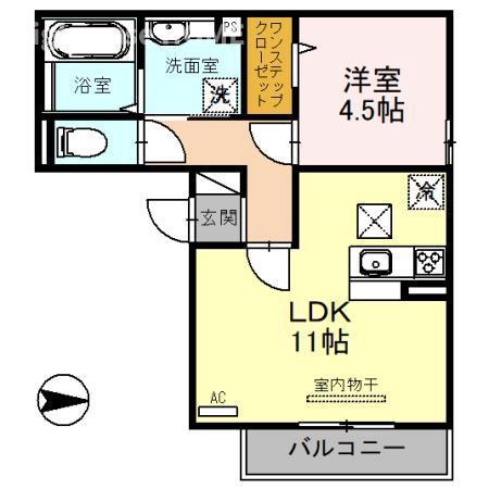 サニーガーデン鶴見(1LDK/2階)の間取り写真