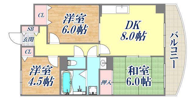 ツインアルカディア(3LDK/1階)の間取り写真