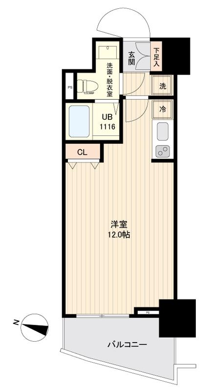 SIDEONE(ワンルーム/12階)の間取り写真