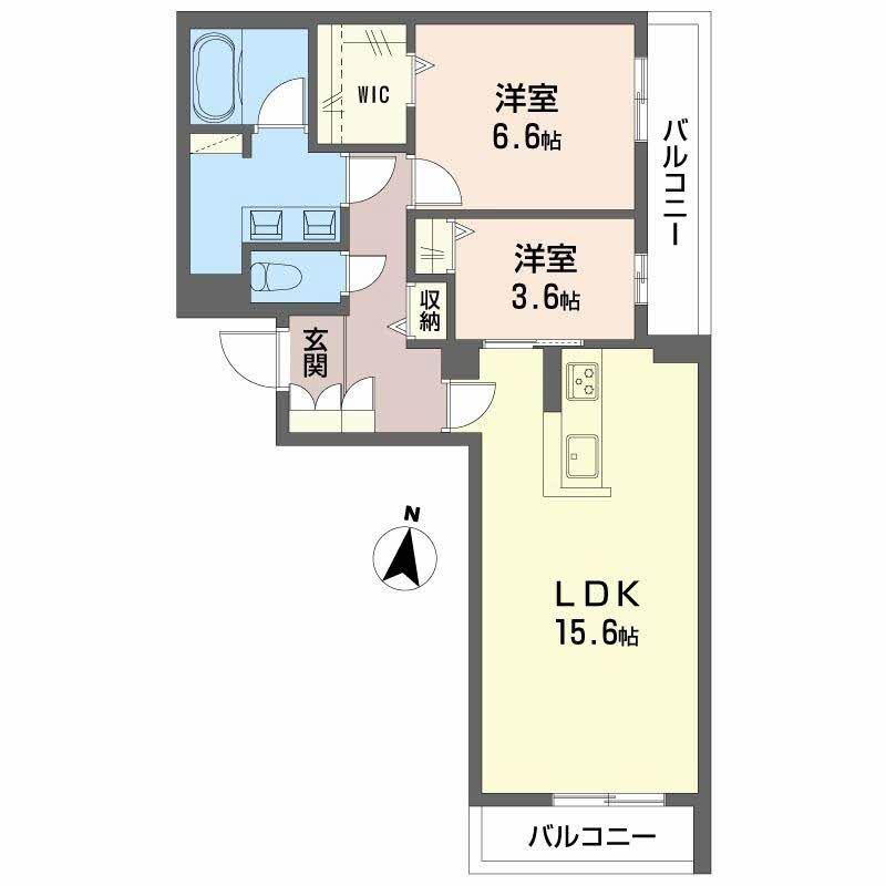 シャーメゾン ウィステリア(2LDK/4階)の間取り写真