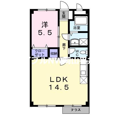 ジョイナス瀬戸(1LDK/1階)の間取り写真
