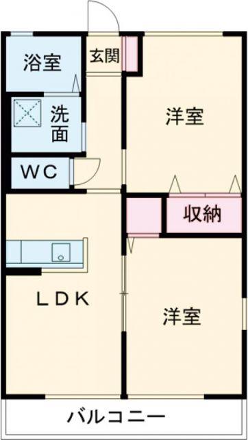 パークハイツII(2LDK/2階)の間取り写真