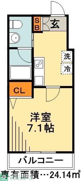 シャンポールIII(1K/7階)の間取り写真