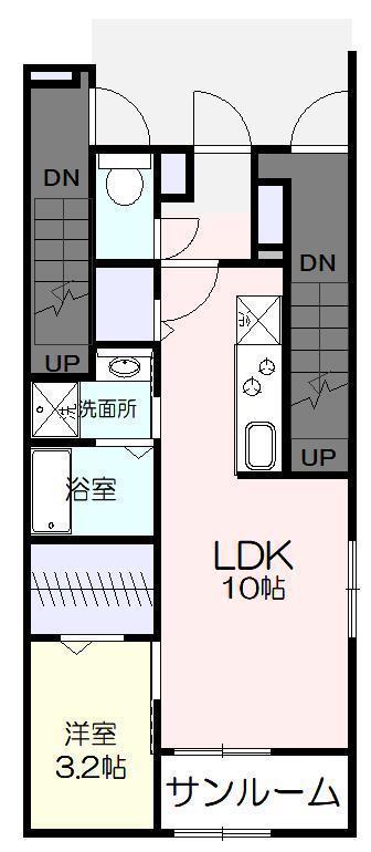 マリベール ラ メール(1LDK/1階)の間取り写真