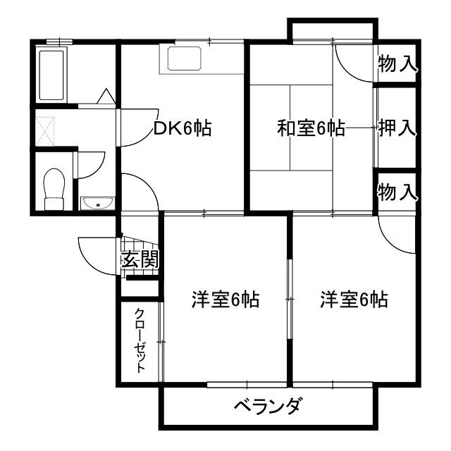 DENわたらせ(3DK/1階)の間取り写真