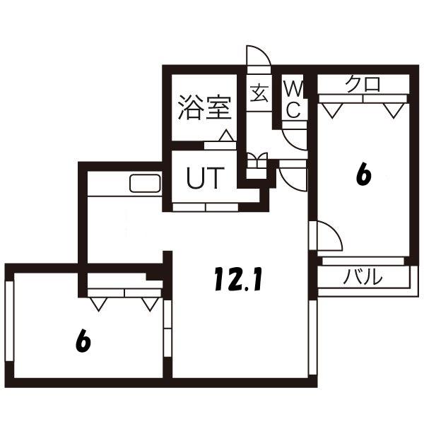 サウス NANA(2LDK/2階)の間取り写真