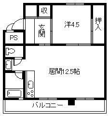 ビレッジハウス留萌1号棟(1LDK/1階)の間取り写真