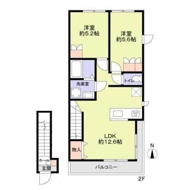 FOREST MAISON ウエスト(2LDK/2階)の間取り写真