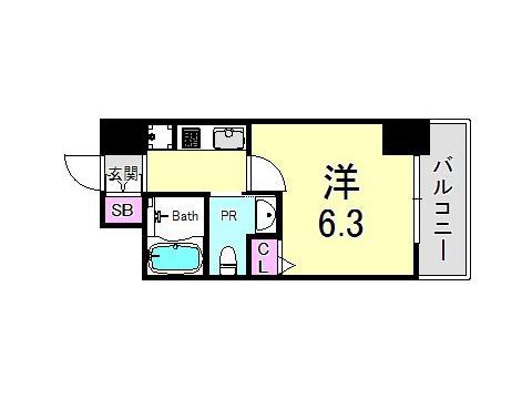 エステムプラザ神戸三宮ルクシア(1K/15階)の間取り写真