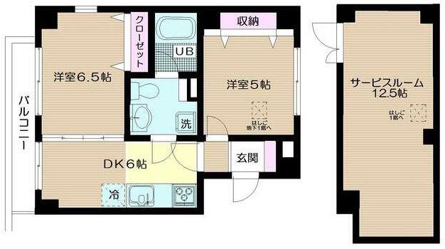 ヨコハマベルフラッツイースト(2SDK/B1階)の間取り写真