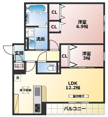 グリーンコート鷹合(2LDK/1階)の間取り写真