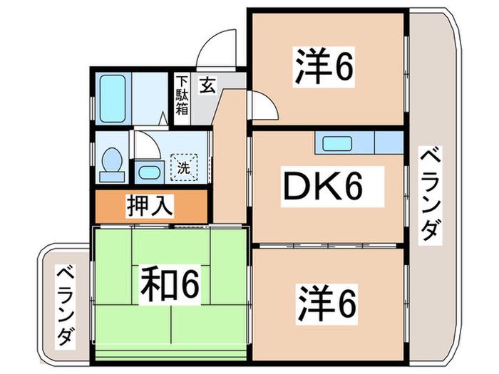 LARK HILL(3DK/2階)の間取り写真