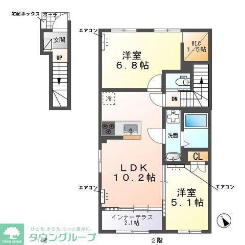 ZEUS野田I(2LDK/2階)の間取り写真