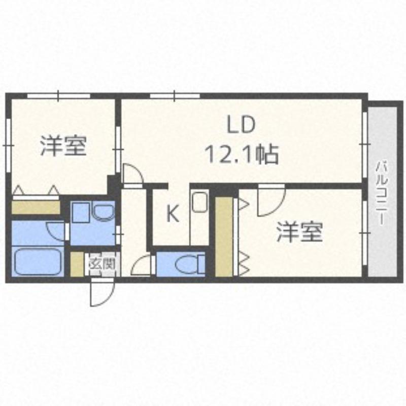 ウエストコースト東麻生(2LDK/1階)の間取り写真