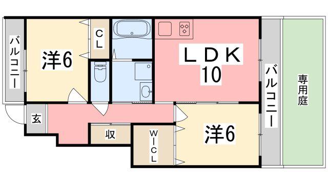 スカイルームI(2LDK/1階)の間取り写真