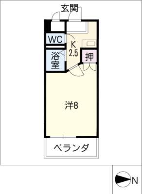 エトワール辻(1K/1階)の間取り写真