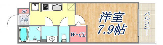 OAK出屋敷(1K/1階)の間取り写真