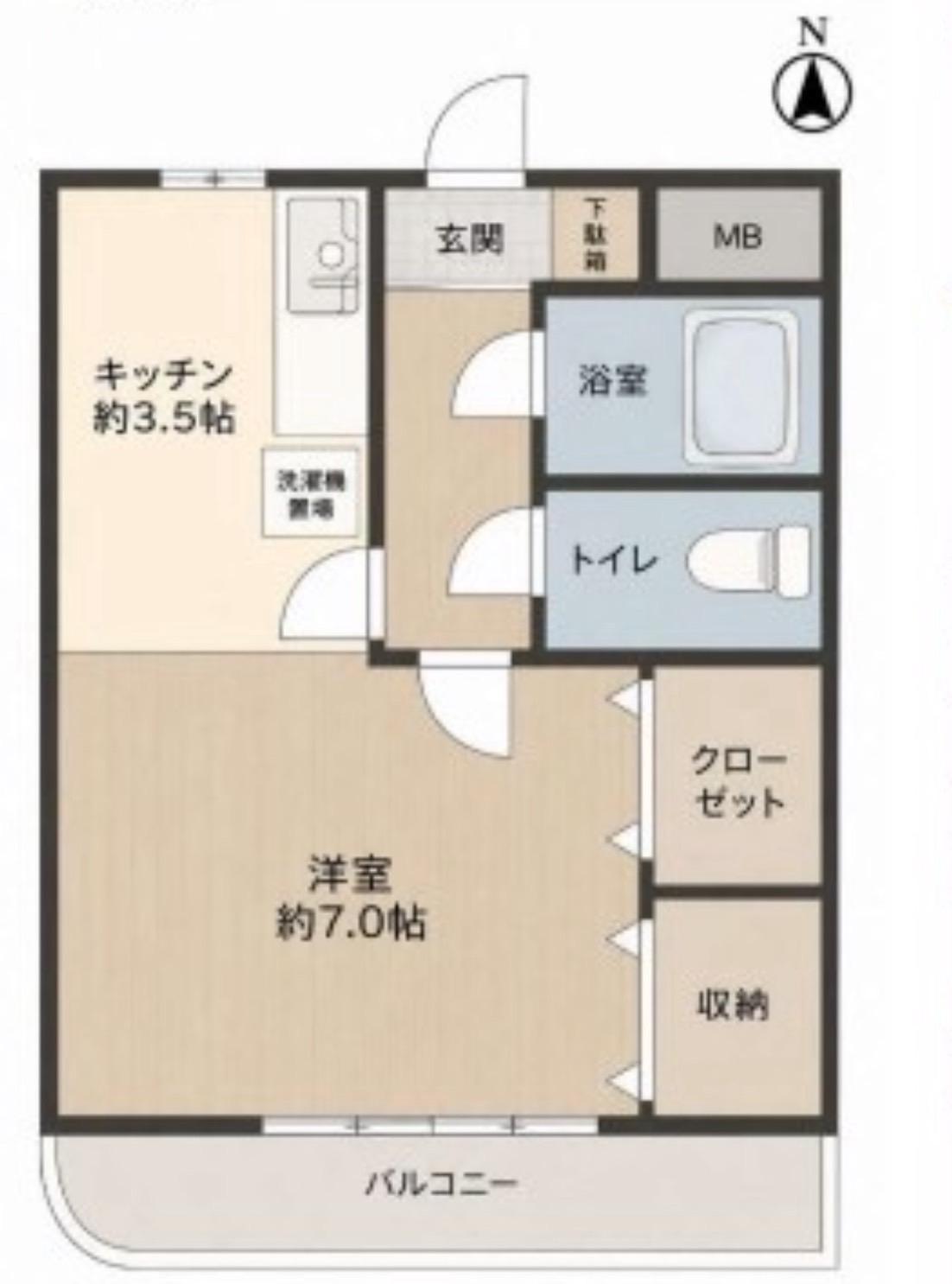 KSハイム(1K/4階)の間取り写真