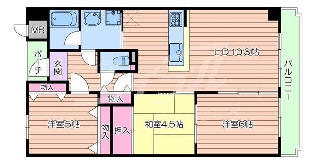 アバンティ千里(3LDK/4階)の間取り写真