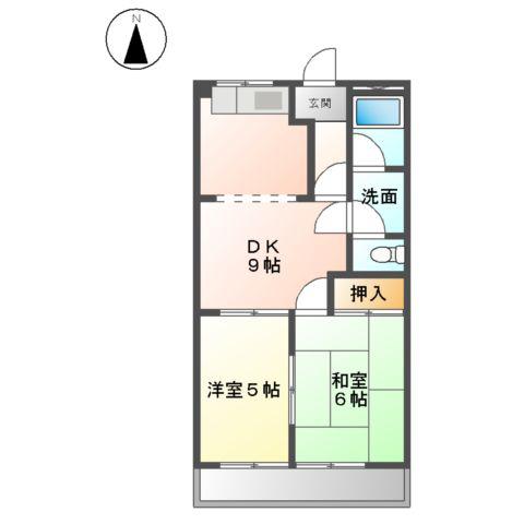 エデンフラワー(2DK/2階)の間取り写真