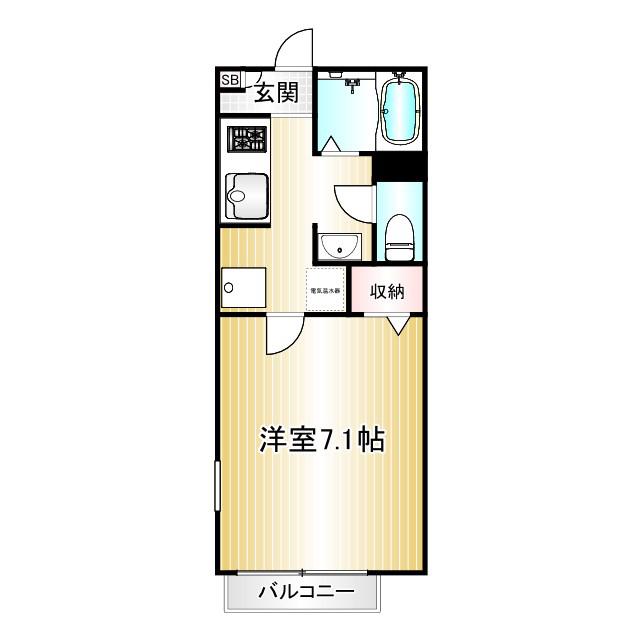 アンソレイユ世田谷(1K/2階)の間取り写真