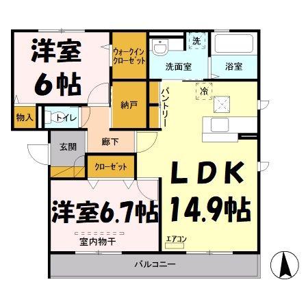 PENNY LANE A(2LDK/1階)の間取り写真