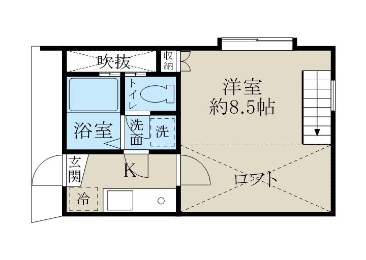 クレセントカミート(1K/2階)の間取り写真
