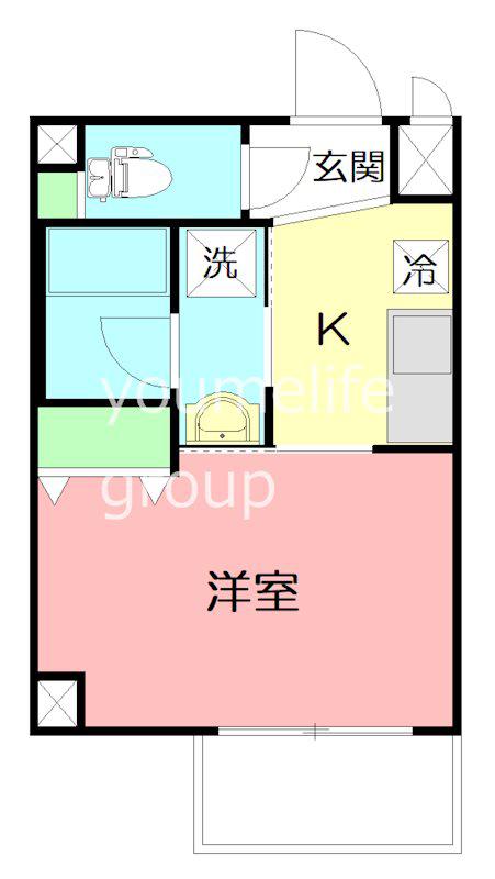 グレースコート平塚(1K/2階)の間取り写真