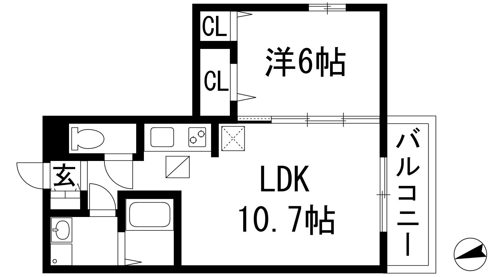 ベルビー宝塚(1LDK/1階)の間取り写真