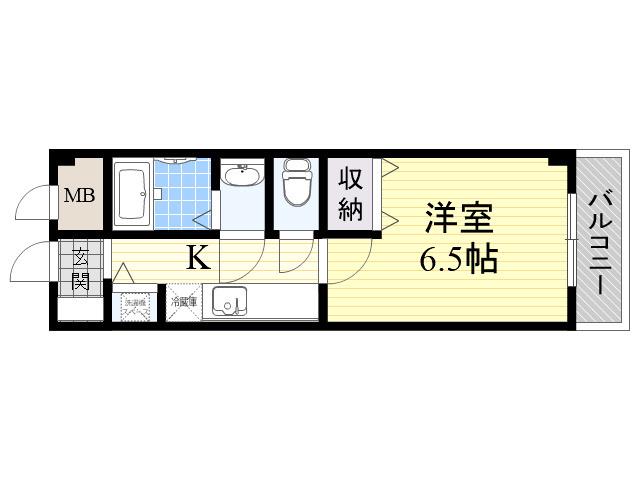 エスパシオアローネ鶴見(1K/2階)の間取り写真