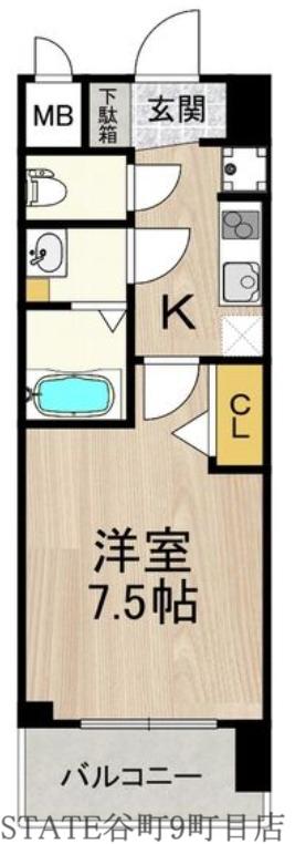 スプランディッド難波サウス(1K/9階)の間取り写真
