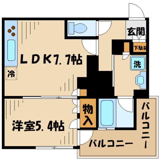リビオタワー小田急相模原レジデンス(1DK/7階)の間取り写真