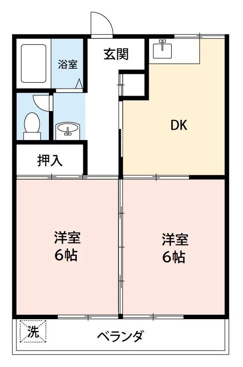 コーポむつみI(2DK/1階)の間取り写真