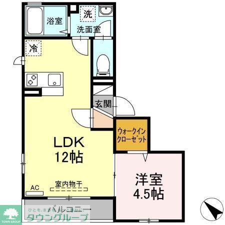 コルナス蒲田(1LDK/3階)の間取り写真