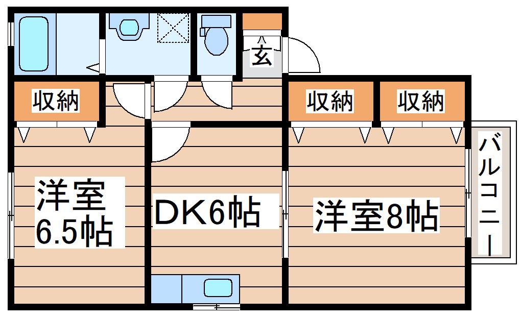 リージェントパークB棟(2DK/2階)の間取り写真