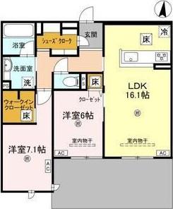 ロンジェヴィータ(2LDK/2階)の間取り写真
