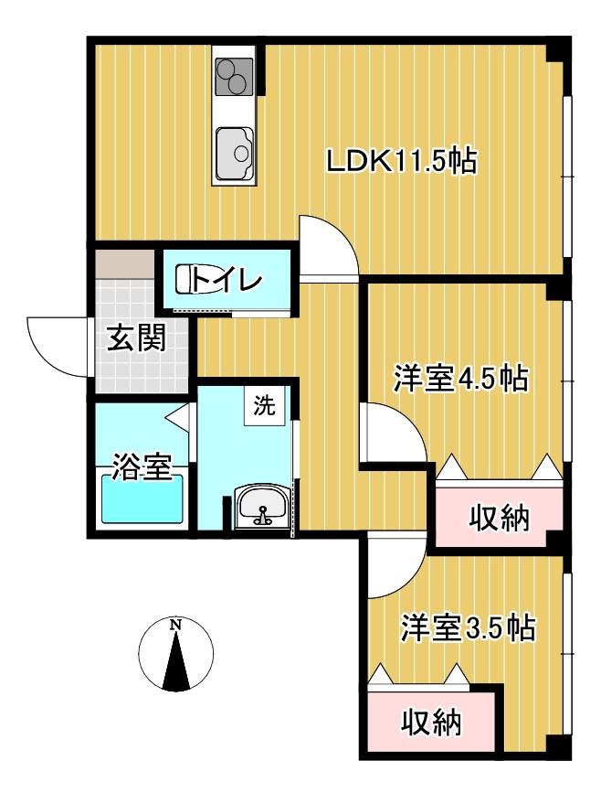 メゾン城下町(2LDK/3階)の間取り写真