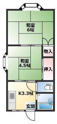 ダートハイツ(2K/1階)の間取り写真